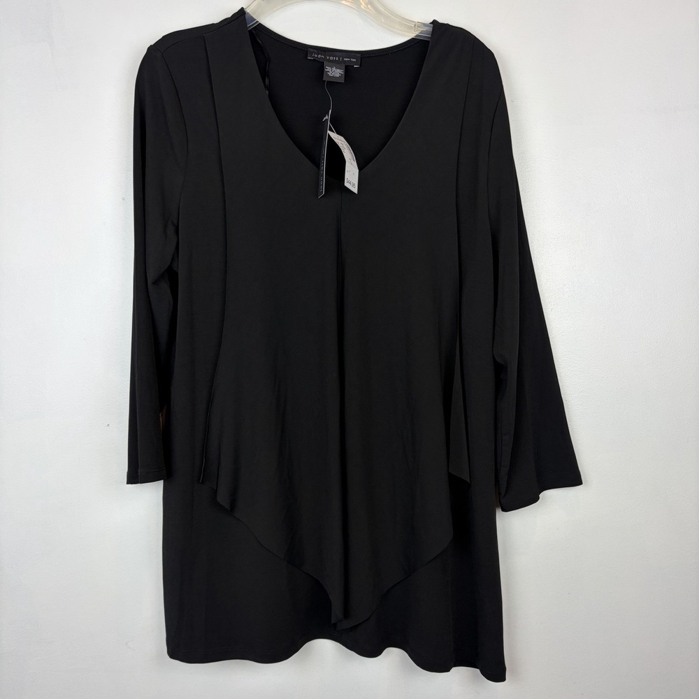 Joan Vass New York Tunic Top Womens Large Black Top Shirt Neutral Capsule